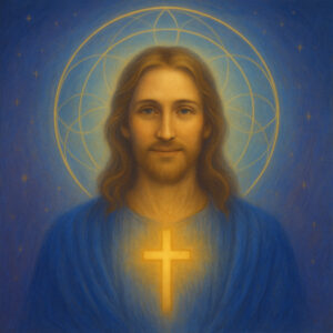 Christ figure radiating golden light from the heart, symbolizing the awakening of Christ Consciousness and decoding hidden teachings through FaithLens